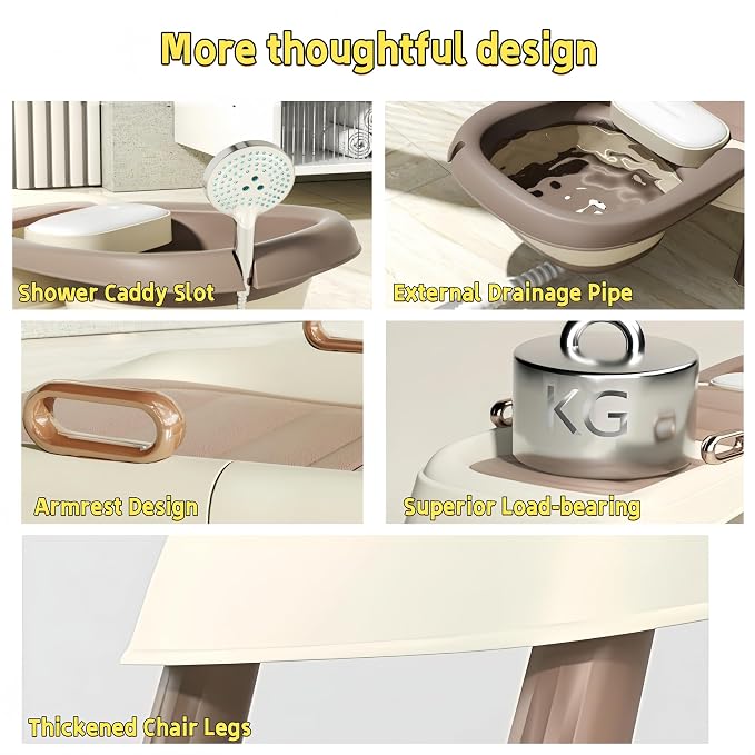 Portable Hair Washing Station,Hair Washing Station for Kids,Baby Bath seat Chair,Foldable Shampoo Chair for Kids,Toddlers,Pregnant Women, Adults,Older People(1,35inch)