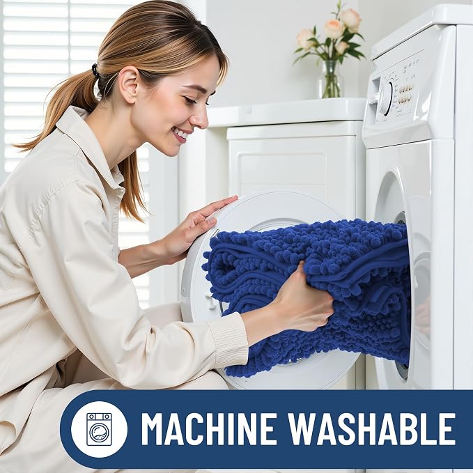 Smiry Bathroom Rugs Mat 36x24, Extra Soft Absorbent Chenille Bath Rugs, Non Slip Rubber Backing Machine Washable Quick Dry Bath Mats for Bathroom Floor, Tub, Shower, Home Decor Accessories, Royal Blue