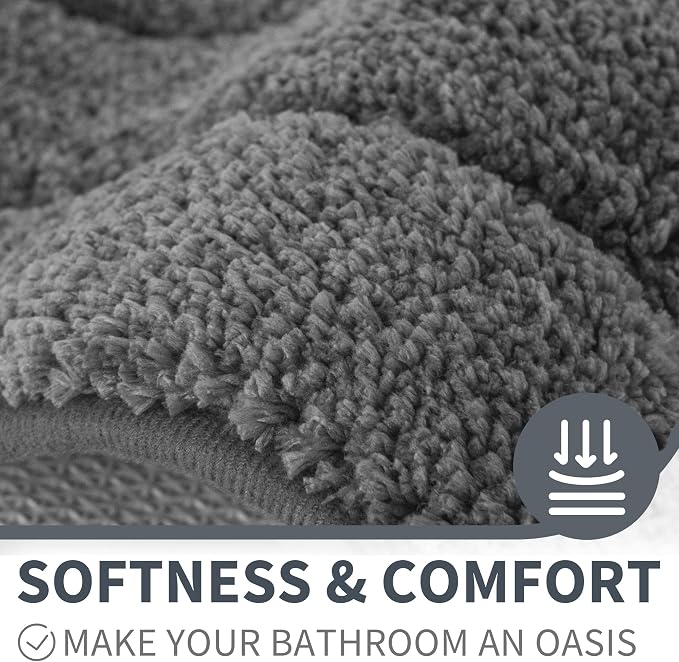 GRANNY SAYS Bathroom Rugs and Mats, 16" x 24" Non-Slip Bath Mat for Bathroom, Super Soft Absorbent Microfiber Bath Rug, Machine Washable and Dry, Small Dark Gray Rug for Shower, Tub and Bath Floor