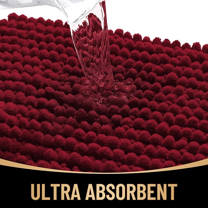 OLANLY Thick Bathroom Runner Rugs 44x24, Extra Soft Absorbent Chenille Bath Rugs, Rubber Backing, Machine Wash Dry, Long Bath Mats for Bathroom Floor, Tub and Shower, Home Decor Accessories, Burgundy