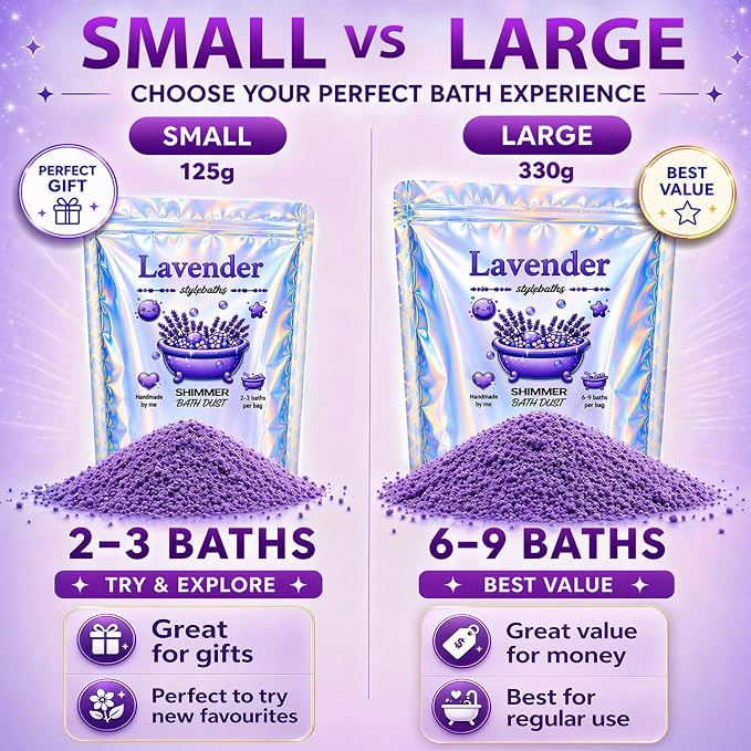 Purple Lavender Shimmer Bath Bomb in A Bag - Handmade Scented Bath Bombs for Women,Kids and Men - Bulk Bathbomb Fizzies Perfect for Boys and Girls All Ages (Large, Purple)
