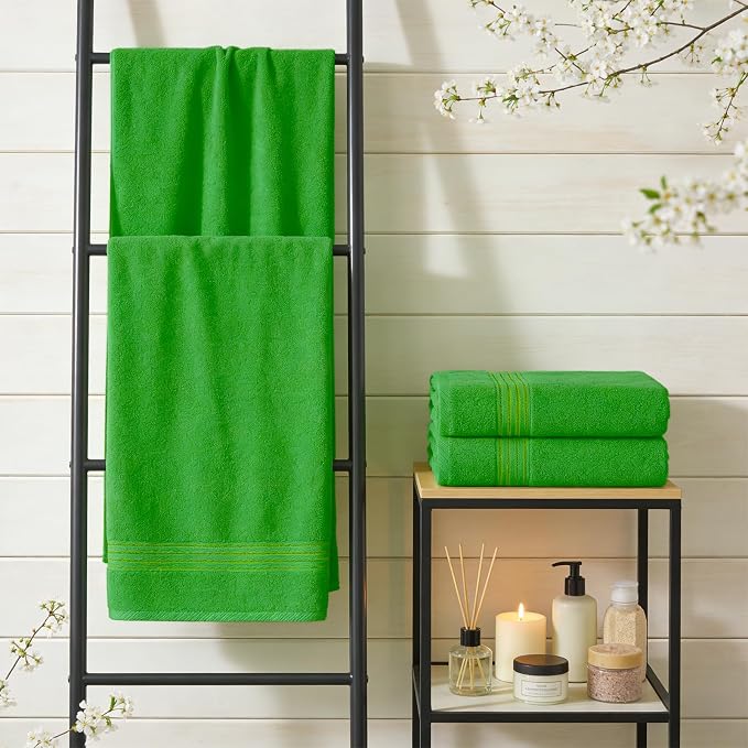 COZYART Kelly Green Bath Towels for Bathroom 6 Pcs, Turkish Cotton Bath Towel Set Super Soft Highly Absorbent Durable 650 GSM Shower Towels for Daily Use