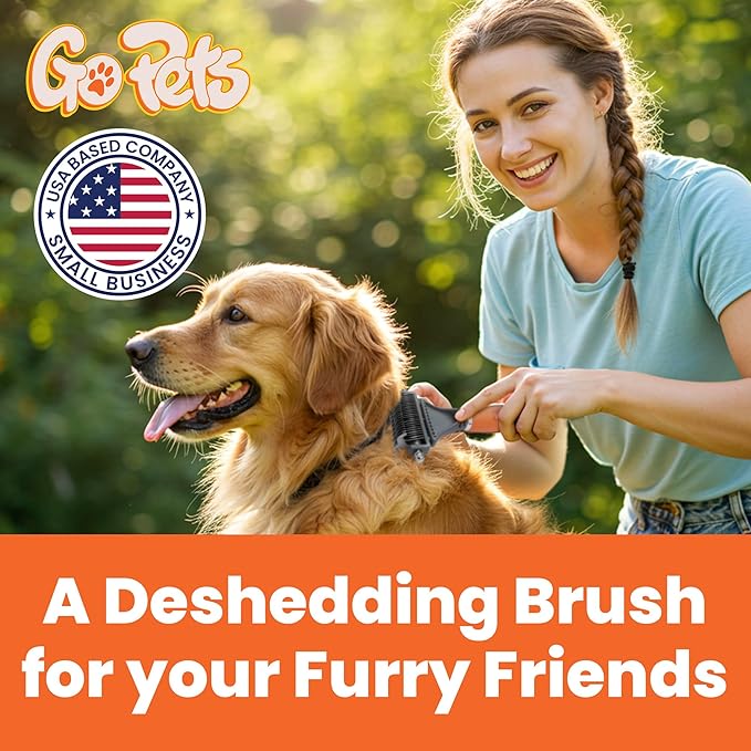 GoPets Dematting & Deshedding Brush Bundle, Double-Sided Grooming Tool, Small Pin Slicker Brush for Dogs & Cats, Undercoat Rake, Mat Remover, Hair Detangler, Tangle Control, Sensitive Pet Grooming