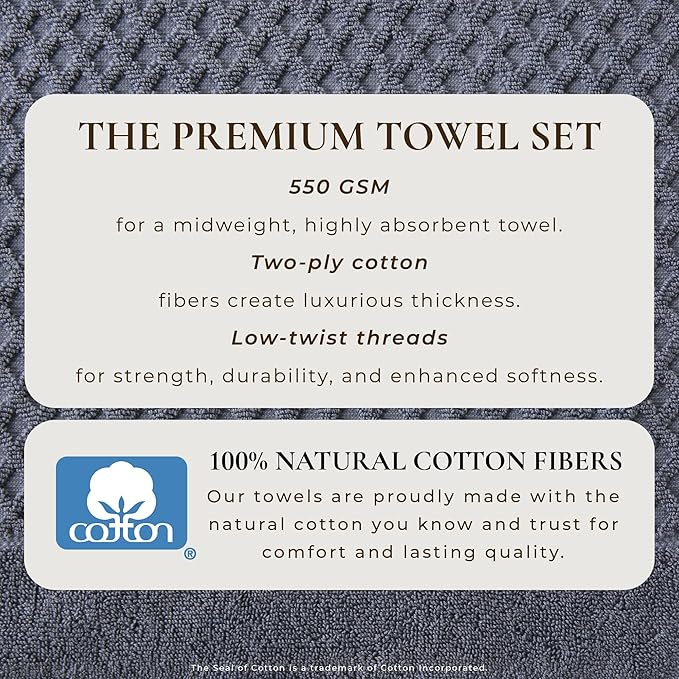 Great Bay Home Oversized Bath Sheets - 100% Cotton 2 Pack 68x35 Extra Large Towel - Absorbent, Durable, Quick-Dry Towels for Bathroom (Chambray Blue)