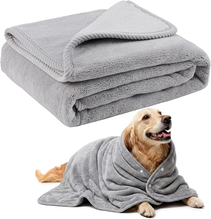 MICOOYO Dog Towel, Microfiber Dog Towels for Drying Dogs Large, 27.5x35.5, Super Absorbent Microfiber Pet Towel, Quick Dry Dog Bathing Supplies for Grooming