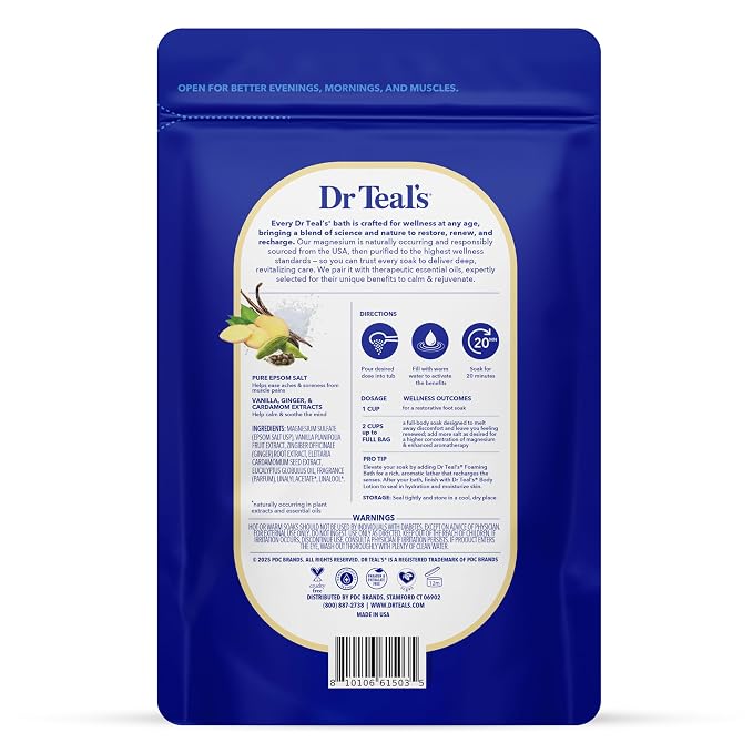 Dr Teal's Epsom Salt Magnesium Soak, Vanilla Comfort, 3 lbs