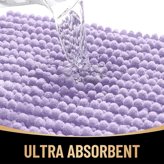 OLANLY Thick Large Bathroom Rugs 44x32, Extra Soft Absorbent Chenille Bath Rugs, Rubber Backing, Machine Wash Dry, Bath Mats for Bathroom Floor, Tub and Shower, Home Decor Accessories, Lavender