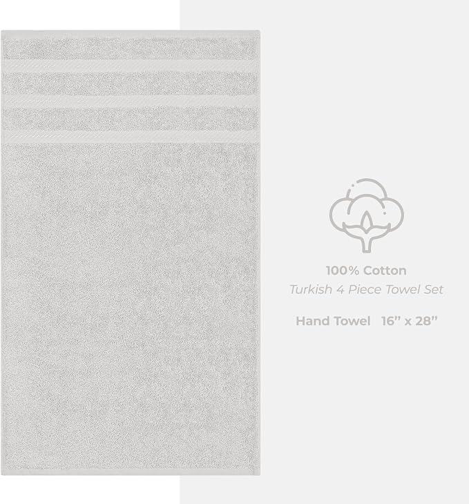 American Soft Linen 100% Cotton Luxury Turkish Towels, 4 PC Hand Towel Set | Soft Absorbent Quick Dry OEKO Tex Standard 100 Certificated Durable Machine Washable Breathable Premium Hotel Quality