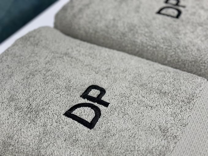 Personalized Towels - Customized Turkish Bath Towel - Set of 2-30x56 inch - Cotton Towel Set -Monogrammed Towels with Initials Name Embroidery - Thankgiving Gifts (Silver, Bath Towels - Set of 2)