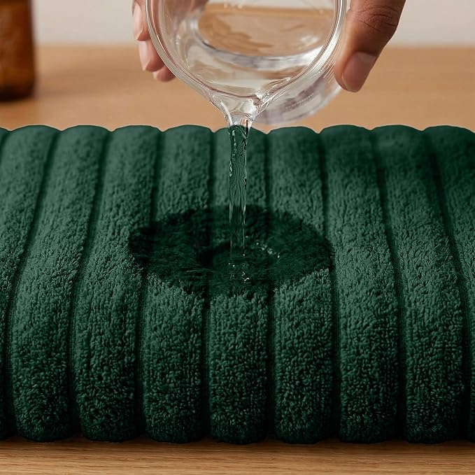 RIVERSIDE Pack of 2 Extra Large Bath Sheet Towels, 35 x 70 Inches, 600 GSM, Ribbed Stripe, 100% Cotton - Super Soft, Highly Absorbent & Quick Dry for Bathroom, Spa & Hotel, Hunter Green