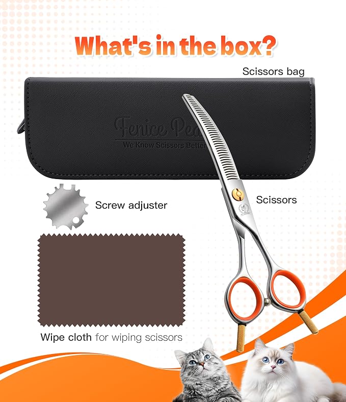 6'' Small Curved Thinning Scissors Lightweight Dog Cat Grooming Scissors with Safety Round Tip JP440C Stainless Steel