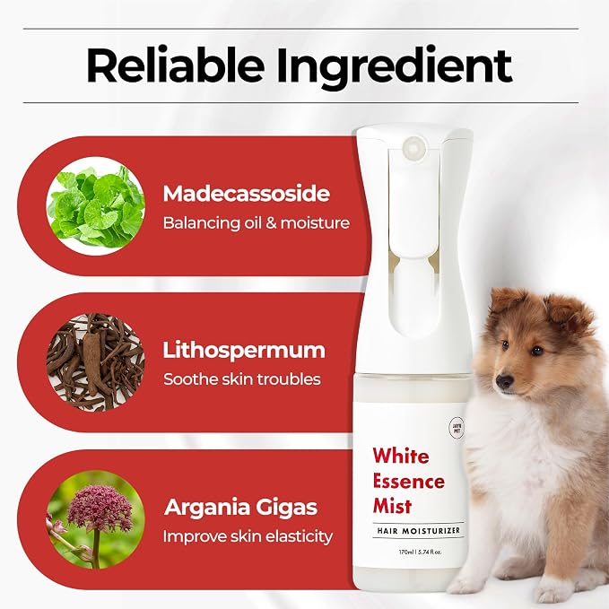 JAYU PET White Essence Mist - Dog Itch Relief, Hypoallergenic Soothing Spray, Dandruff & Dry Skin Spray (5.8fl oz, 170ml)