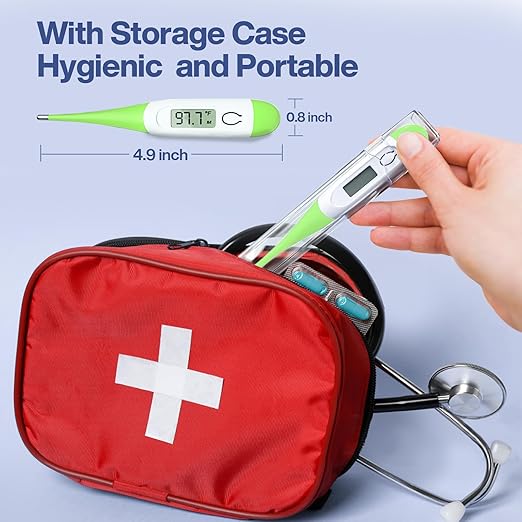 Boncare Digital Thermometer for Adults, Kids & Babies, Light Green | Accurate & Safe Oral and Rectal Thermometer with 10-Second Reading and Fever Alarm