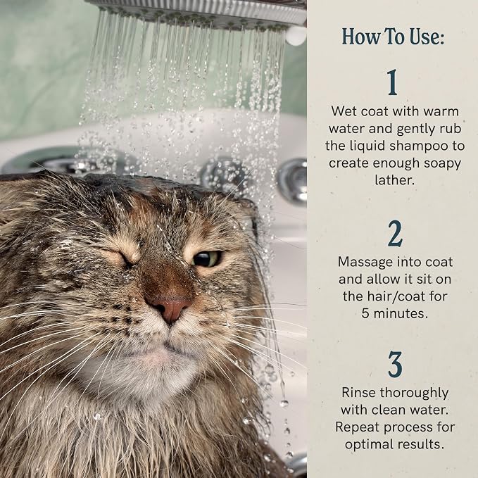 J.R.LIGGETT'S Liquid Cat Shampoo, Natural Cleansing Liquid for Cats with Sensitive Skin, Hypoallergenic Feline Formula Gently Deep Cleans with No Essential Oils, Detergent-Free, 8.45 oz
