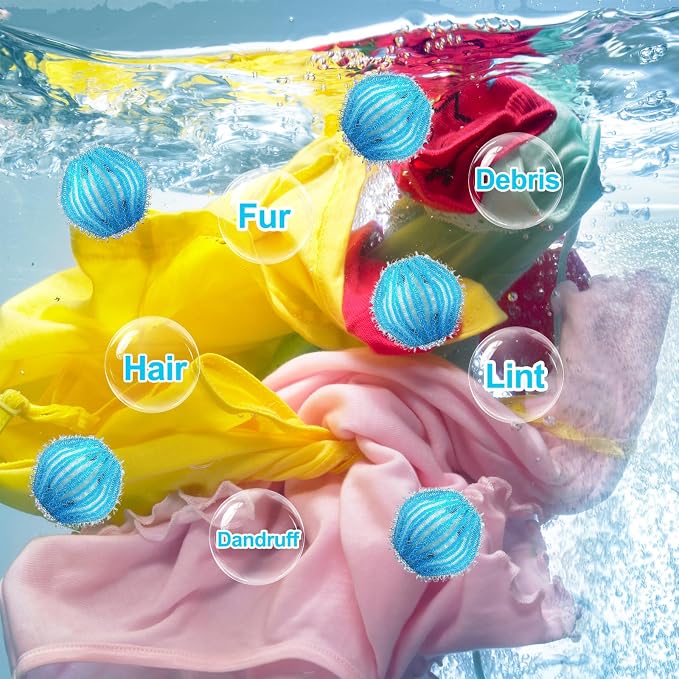 12Pcs Pet Hair Remover for Laundry - 2 inch Large Ball Lint Traps for Washing/Dryer Machine, Effective Cat Dog Laundry Pet Hair Catcher for Clothes,Sheets,Towels,Not Damage Fabric