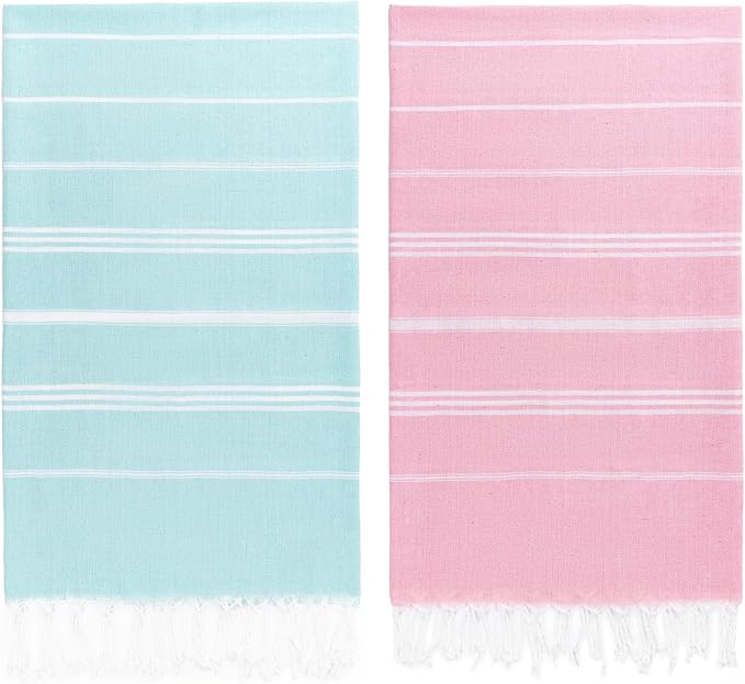 Aegero 2 Packs Turkish Beach Towel, 36"x71" Quick Dry Sand Free Oversized Bath Pool Swim Towel, Lightweight Travel Turkish Towels Vacation Essentials