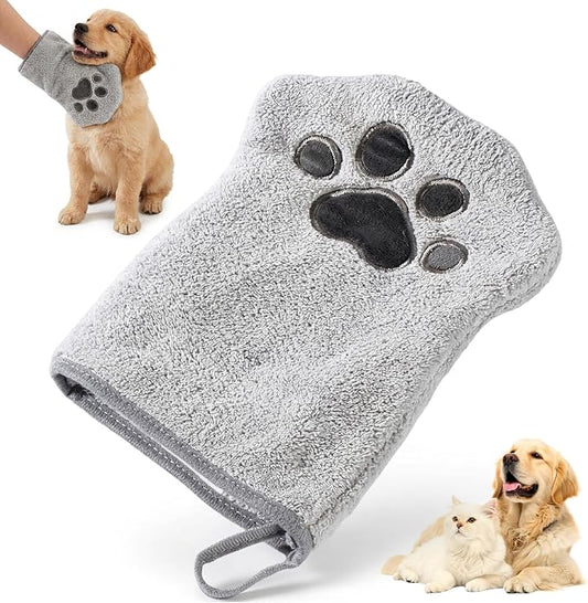Muddi Mitt Microfiber Reusable Pet Wipes Grooming Towel Glove | Machine-Washable, Soft, Double-Sided Bath Mitt Replaces Wipes | Dirt Odor Removal | Gentle Paw Coat Cleaner | Dogs & Cats (Single Mitt)
