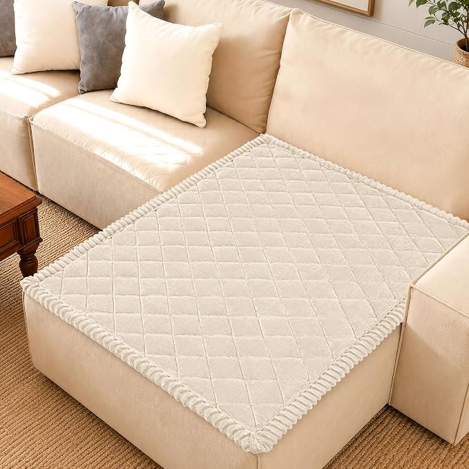 Smiry Couch Cover for Dogs, Non Slip Washable Pet Sofa Protector for Large Dogs, Cats, Fuzzy Plush Sofa Covers for Sectional Sofa, Against Fur, Dirt & Scratch Resistant, White, 43"×82.7"