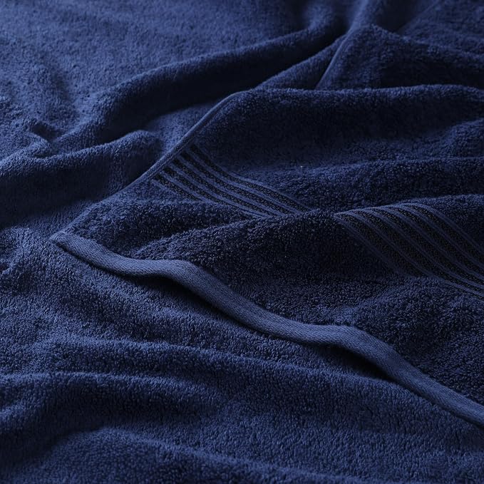 Superior Egyptian Cotton Bath Towel Set, Towels for Home Bathroom, Master, Guest Bath, Decor Essentials, Quick Dry, Absorbent, Large Body Towels, Spa, Hotel, Resort, Adult, Kids, Set of 4, Navy Blue