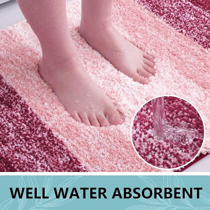 Arotive Microfiber Bathroom Rugs, Shaggy Soft and Absorbent Bath Rug, Thick Plush Machine Washable Dry Bath Mats for Bathroom, Tub and Shower, 24x24, Burgundy, Round