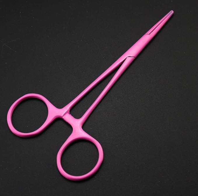 7.0-Inch Dog Grooming Scissors Set Pet Grooming Kit Fishbone Teeth Thinning Shears with Forceps Hairdressing Hair Styling Tool 5 Piece (Pink)