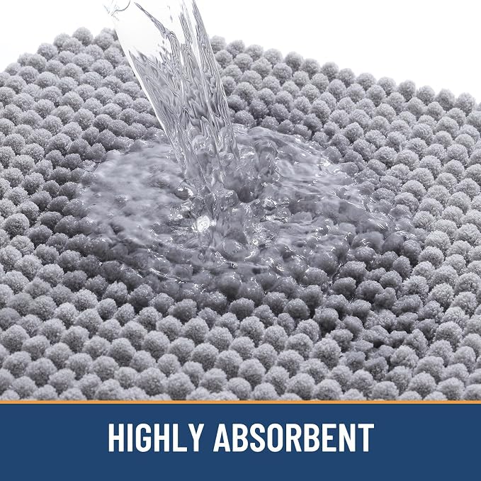 Arotive Bathroom Rugs 50" x 30", Ultra Soft Absorbent Chenille Bath Rugs, Rubber Backing, Machine Washable Bath Mats for Bathroom Floor, Tub and Shower, Home Decor Accessories, Grey