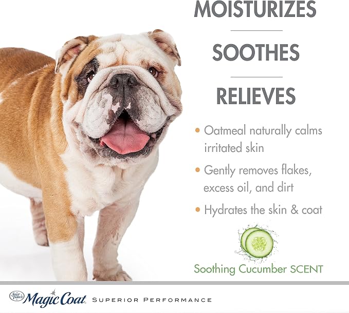 Four Paws Magic Coat Hypoallergenic Dog Shampoo, 16 oz | Soothing cucumber scent, moisturizing dog wash for itchy dry skin, dog grooming, paraben-free, dye-free, all coat types