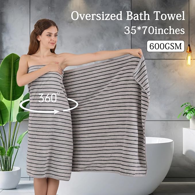 Mistyrose Bath Towels,4 Pack Dark Grey 35"x70" Large Bath Towel Microfiber Absorbent XL Bath Sheets Super Soft Towels for Bathroom Quick Dry Oversized Shower Towels for Family Hotel Spa Gym
