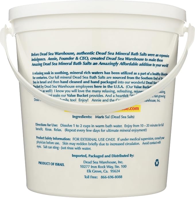 Dead Sea Warehouse-Amazing Minerals Dead Sea Bath Salts,100% Full Mineral Therapeutic Bath Salts, Detoxifying & Moisturizing, Exfoliating for Dry Skin, Unscented(5 lbs)