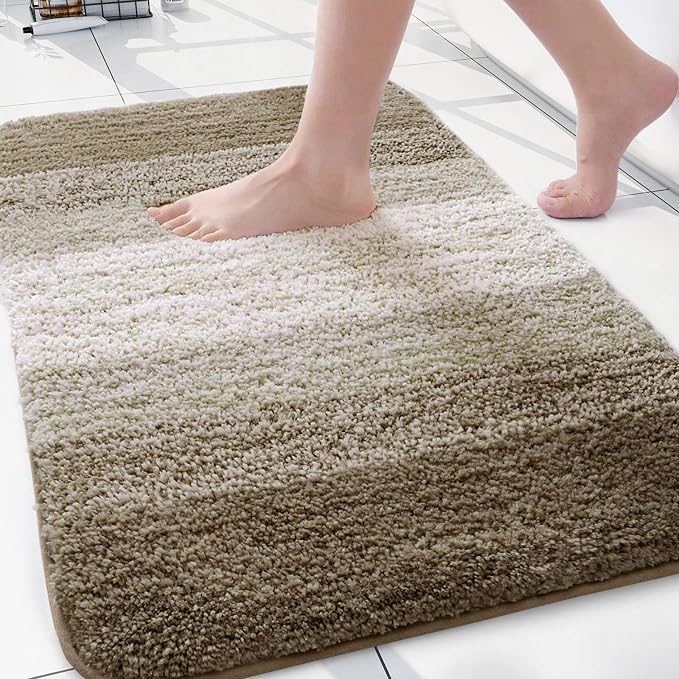 Arotive Microfiber Bathroom Rugs, Shaggy Soft and Absorbent Bath Rug, Thick Plush Machine Washable Dry Bath Mats for Bathroom, Tub and Shower, 30x20, Coffee, Rectangular