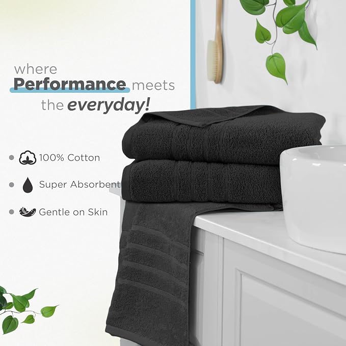 Martex 2-Pack Ultimate Performance Bath Sheet Set, Black, 33" x 65" | 100% Cotton, Extra Large Bath Towels, Super Absorbent, Low-Linting, Supersoft