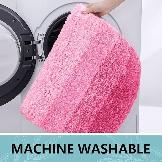 Arotive Microfiber Bathroom Rugs, Shaggy Soft and Absorbent Bath Rug, Thick Plush Machine Washable Dry Bath Mats for Bathroom, Tub and Shower, 24x24, Pink, Round
