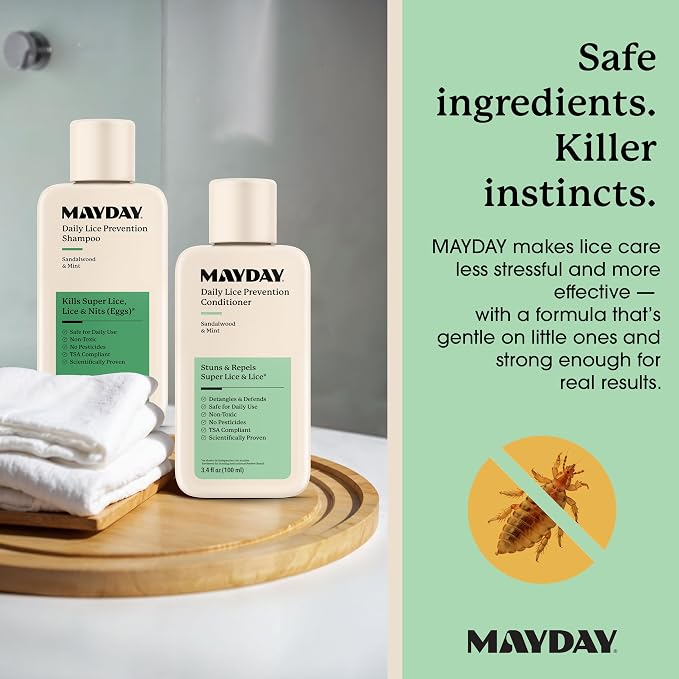 MAYDAY 3.4oz Shampoo & Conditioner Bundle - Sandalwood & Mint, Daily Cleansing and Conditioning for All Hair Types