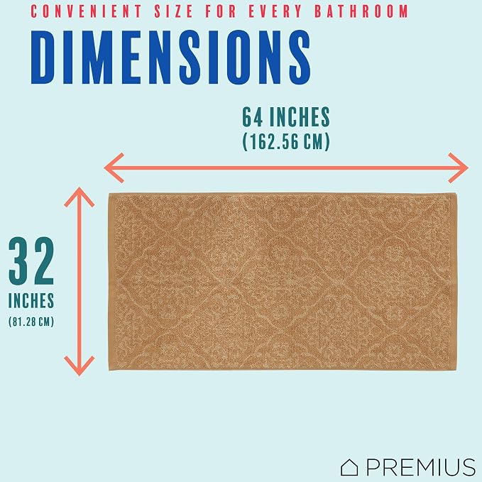 2 Pack Damask Hand Towel, Bath Towel, and Bath Sheet Towel, 100% Cotton Yarn Dyed, Lux Drying Experience, Great for Hands and Body, Perfect for Spa & Home Use (Wheat, Bath Sheet)
