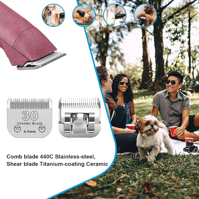 30# Dog Grooming Ceramic Blades,Compatible with Andis,Oster A5,Wahl KM10 | Size 30# Detachable Blade 1/50-Inch 0.5MM Cut Length,3 Pack