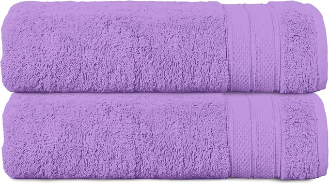 Elegant Comfort Three Line Popcorn Towel Set for Bathroom 27 x 54 inches, Premium Hotel Quality 2-Pack Bath Towels, 100% Turkish Cotton, Soft and Durable, Quick Dry and Highly Absorbent, Lavender