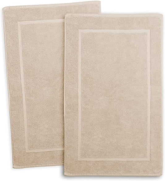 Hearth & Harbor Bath Mat Towels - 100% Ring Spun Cotton Luxury Bath Mat Floor Towels - Ultra Soft & Highly Absorbent Bath Towels Set of 4 - Cream