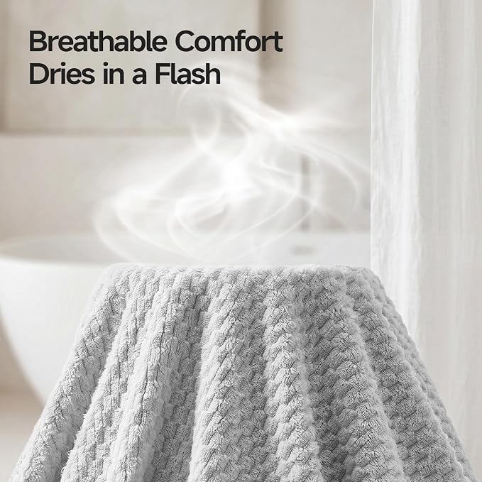 ecolook Microfiber Towel Set of 6, Gray | Ultra-Soft & Oversized, Absorbent & Quick-Drying | 2 Bath Sheets, 2 Hand Towels & 2 Washcloths