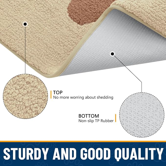 Smiry Dog Door Mat for Muddy Paws, Absorbs Moisture and Dirt, Low-Profile Entryway Mat with Non-Slip Backing, Entry Indoor Outdoor Doormat for Inside Floor (36x24 Inches, Light Beige, Paw)