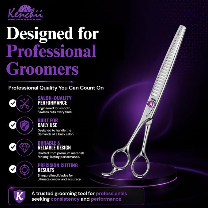 Kenchii Scorpion Dog Grooming Scissors, 24 Tooth Thinning Shears, Dog Scissors for Grooming, Professional Pet Grooming Scissors, Heavy Duty, Durable and Sharp