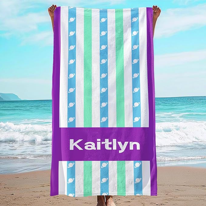 JML Custom Beach Towel with Name, Personalized Microfiber Beach Towel with Name, Large, Soft, Quick Dry & Absorbent for Swim, Pool,Adult,Summer Holiday,Vacation,Travel,Gift for Anniversary, Birthday
