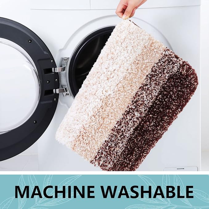 Arotive Microfiber Bathroom Rugs, Shaggy Soft and Absorbent Bath Rug, Thick Plush Machine Washable Dry Bath Mats for Bathroom, Tub and Shower, 30x30, Brown, Round