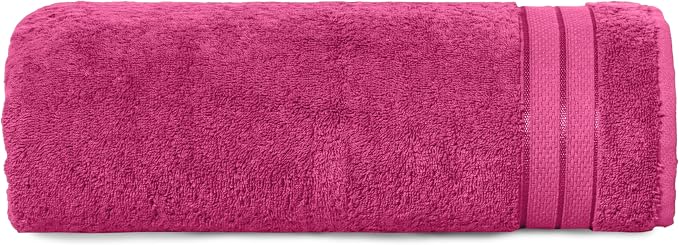 Elegant Comfort Three Line Popcorn Towel Set for Bathroom 35 x 70 inches, Premium Hotel Quality 1-Pack Jumbo Towels, 100% Turkish Cotton, Soft and Durable, Quick Dry and Highly Absorbent, Hot Pink
