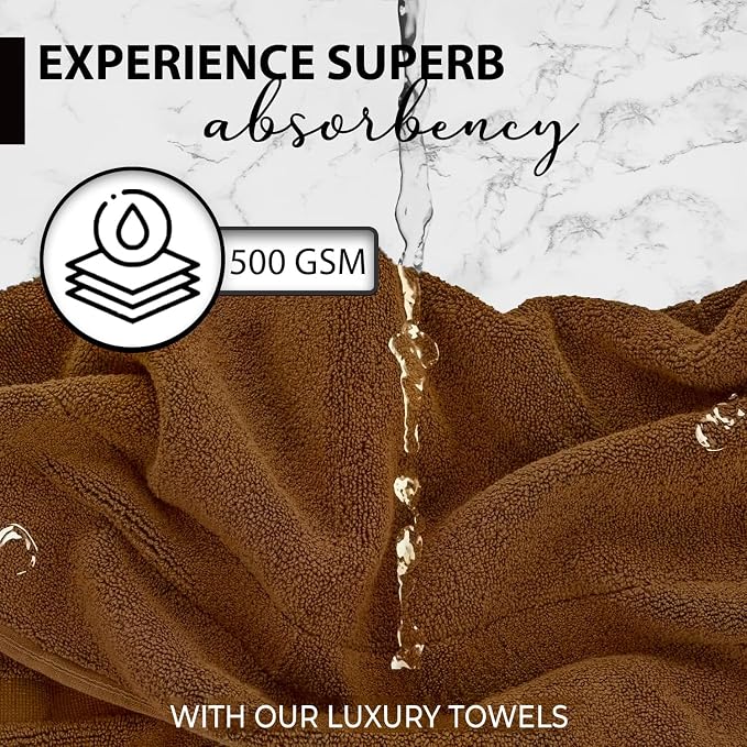 KAHAF COLLECTION 100% Cotton Bath Towels, 24x48 Pack of 6 Towels, Quick Dry, Highly Absorbent, Soft Feel Towel, Gym, Spa, Bathroom, Shower, Pool, Luxury Soft Towels (Brown, 24x48-6 Pack)