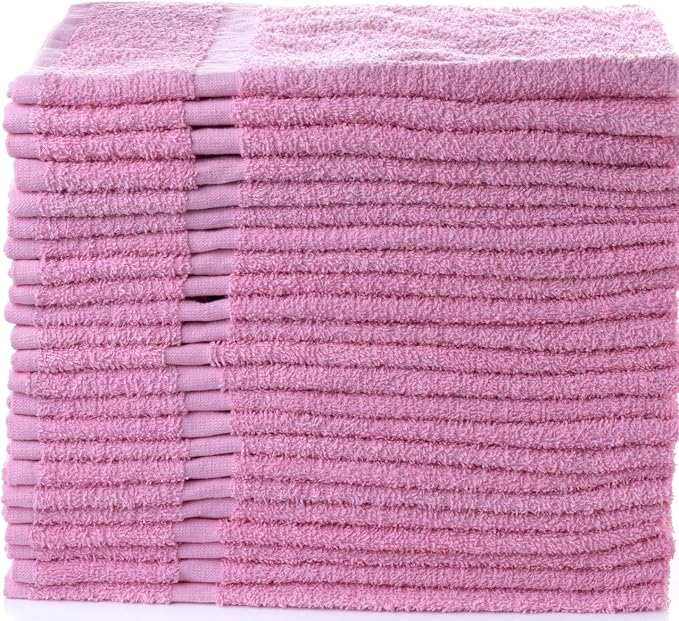 Simpli-Magic Cotton Hand Towels 16"x27" (12 Pack) – Soft Towels for Bathroom, Kitchen, Salon & Gym (Pink)
