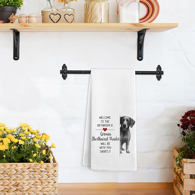 Funny German Shorthaired Pointer Hand Towels for Bathroom, A German Shorthaired Pointer Will Be with You Shortly Hand Towels, Dog Decorative Themed Dish Tea Towel for Kitchen Bathroom, 16x24