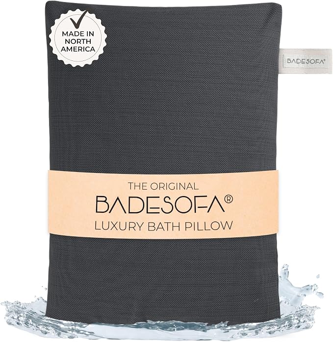 BADESOFA® Luxury Bathtub Seat Cushion – Bath Pillow for Tub, Quick-Dry & Washable, Non-Slip Weighted Tub Pillow, Home Spa Accessoire for Bathtub & Hot Tub in Charcoal