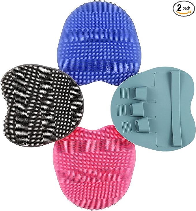 4 Pack Soft Silicone Shower Brush, Body Exfoliating Skin Massage Scrubber, Dry Skin Brushing Glove Loofah, Fit for Sensitive and All Kinds of Skin (4 Pack-PP1) | Dry Skin Brushing Glove Loofah, Fit for Sensitive and All Kinds of Skin (4 Pack-PP1)