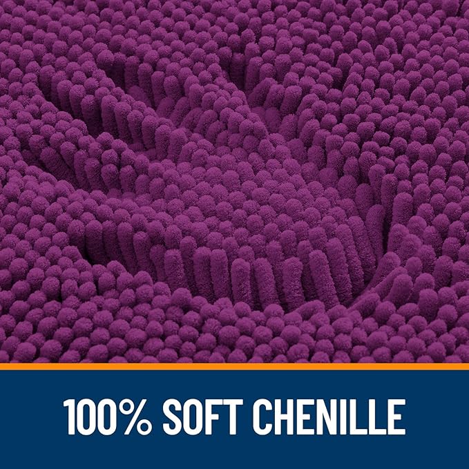 OLANLY Large Bathroom Rugs 50x30, Extra Soft Absorbent Chenille Bath Rugs, Rubber Backing Quick Dry, Machine Washable Bath Mats for Bathroom Floor, Tub and Shower, Home Decor Accessories, Purple