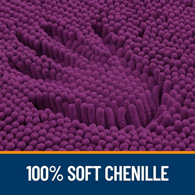 OLANLY Bathroom Runner Rugs 47x24, Extra Soft Absorbent Chenille Bath Rugs, Rubber Backing Quick Dry, Machine Washable Long Bath Mats for Bathroom Floor, Tub and Shower, Home Decor Accessories, Purple